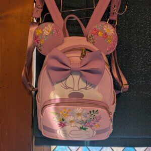 Disney Loungefly Minnie Lavender Backpack with Floral Design